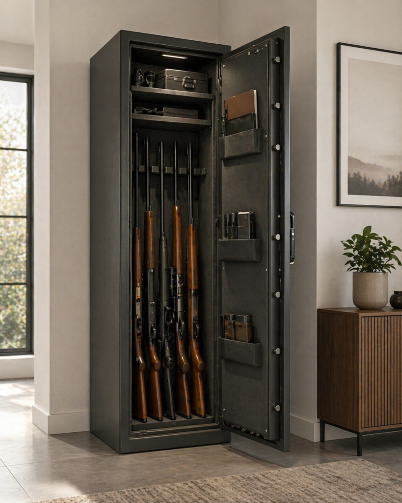 armoire à fusil sécurisée avec rangement vertical des armes longues
