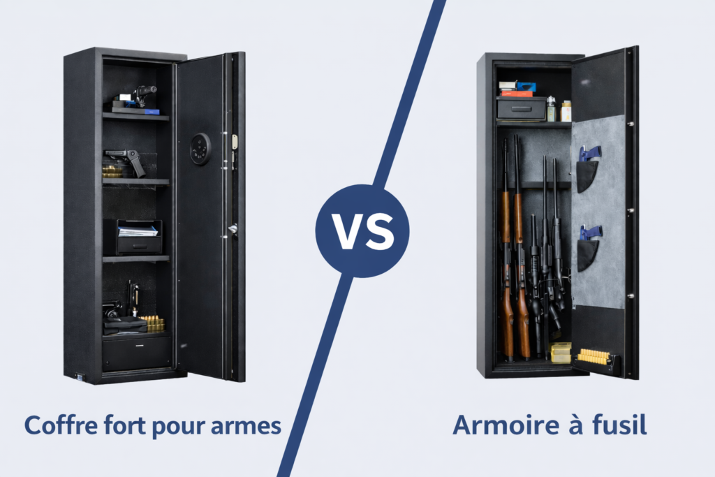 Différence entre coffre-fort pour armes et armoire à fusil avec comparaison visuelle