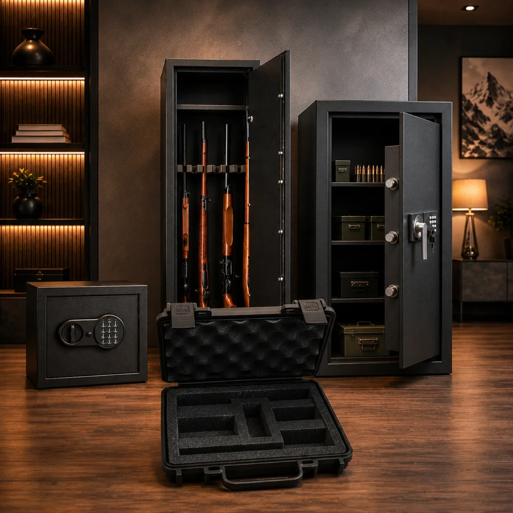Solutions de stockage sécurisé des armes à domicile avec coffre fort compact, armoire à fusil et coffre sécurisé haute protection